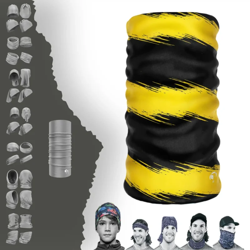 Sarı Çizgi Desenli Boyunluk Bere Bandana Maske Bone Toka Saçbandı