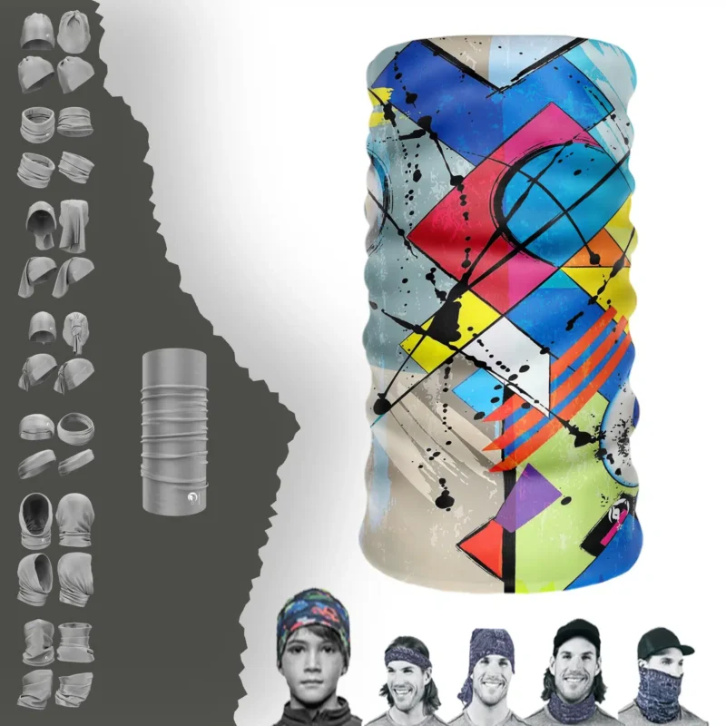 Karışık Geometrik Desenli Boyunluk Bere Bandana Maske Bone Toka Saçbandı