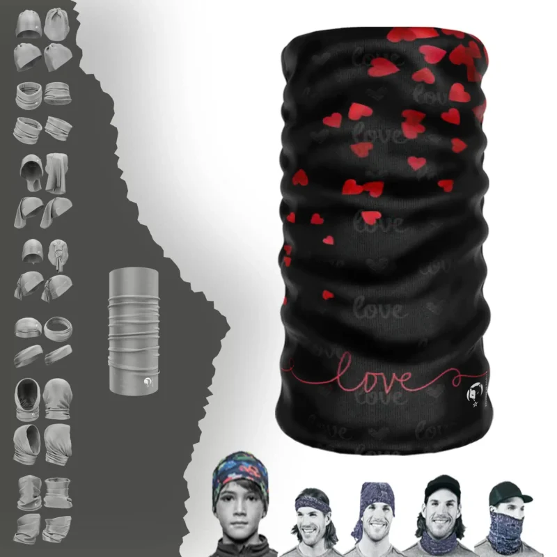 Kırmızı Kalp Desenli Love Boyunluk Bere Bandana Maske Bone Toka Saçbandı