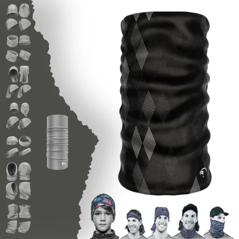 Gri Baklava Siyah Boyunluk Bere Bandana Maske Bone Toka Saçbandı