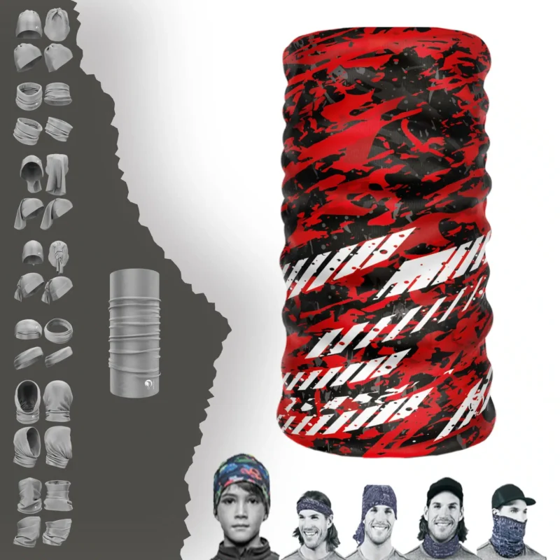 Kırmızı Siyah Beyaz Çizgili Beyaz Boyunluk Bere Bandana Maske Bone Toka Saçbandı
