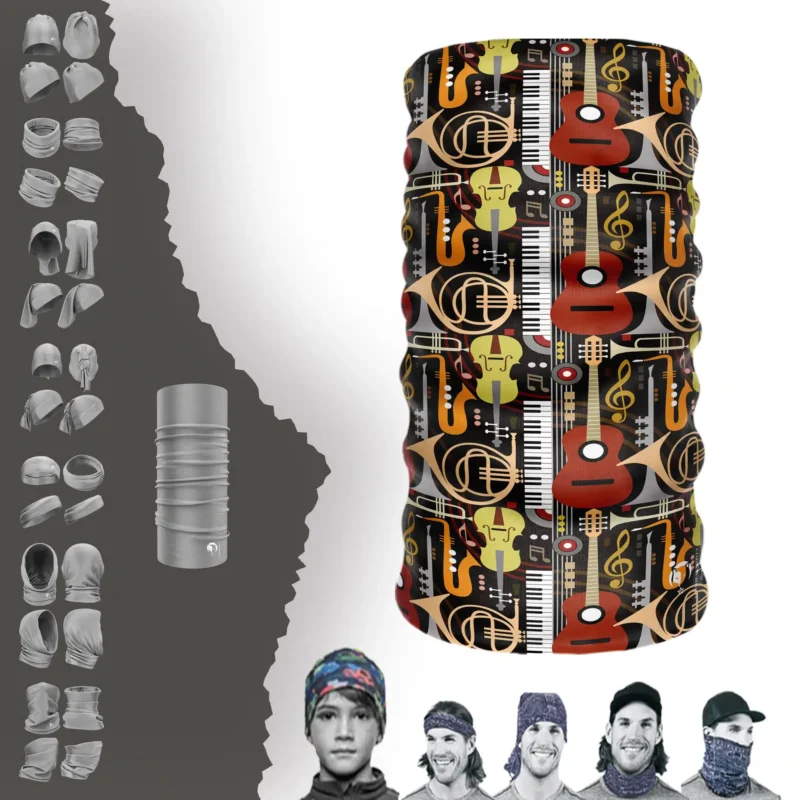 Renkli Gitarlar Tüp Boyunluk Bandana Baf Toka Maske Saçbandı