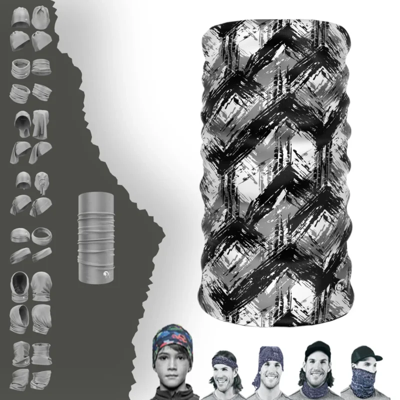 Siyah Beyaz Geometrik Boyunluk Bere Bandana Maske Bone Toka Saçbandı
