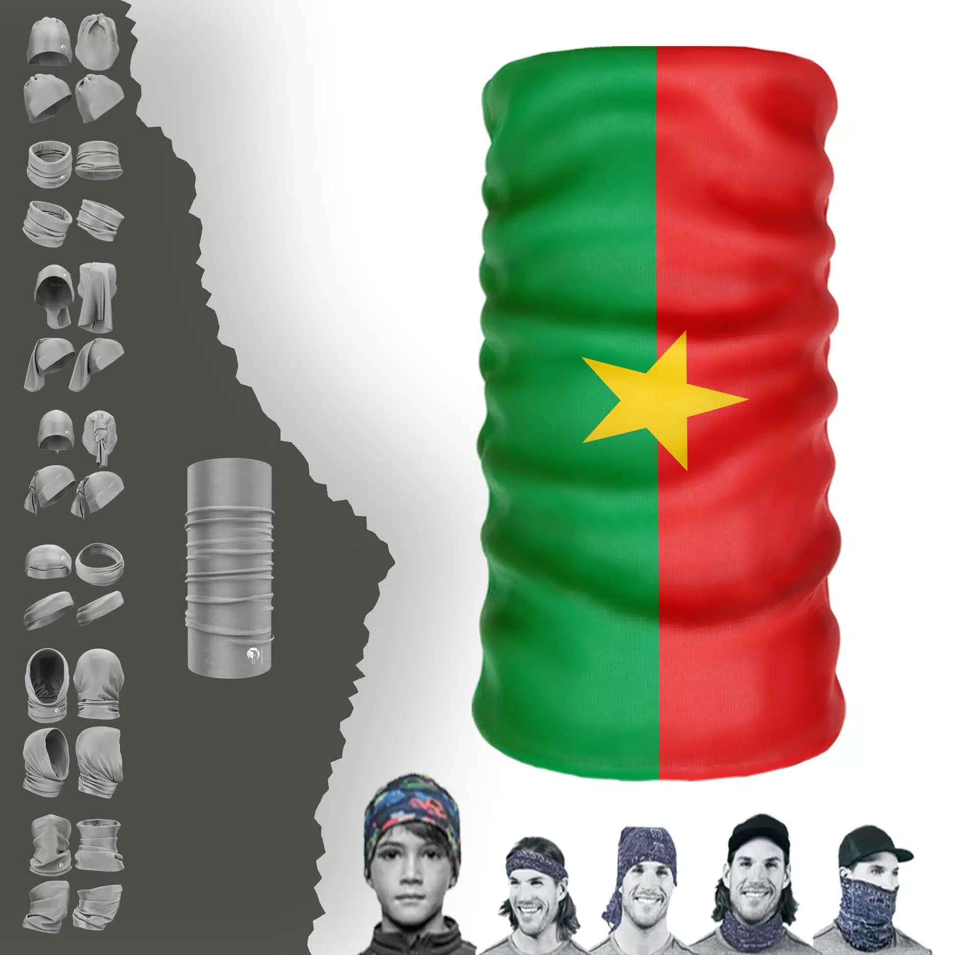 Burkina-Faso Bayrak Boyunluk Bere Bandana Maske Bone Toka Saçbandı Burkina-Faso Bayrak Boyunluk Bere Bandana Maske Bone Toka Saçbandı