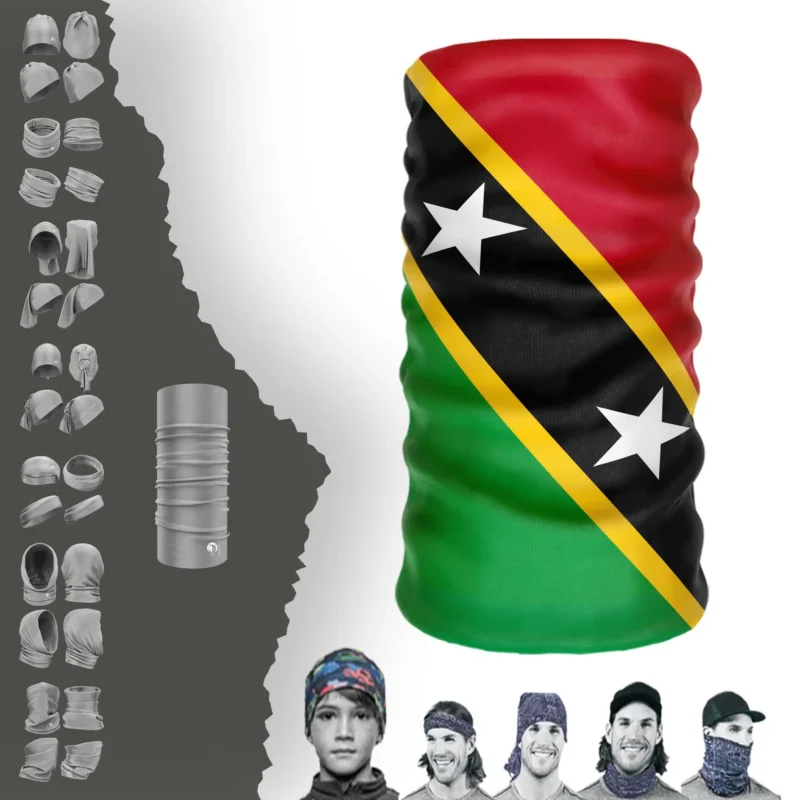 Saint-Kitts-And-Nevis Bayrak Boyunluk Bere Bandana Maske Bone Toka Saçbandı