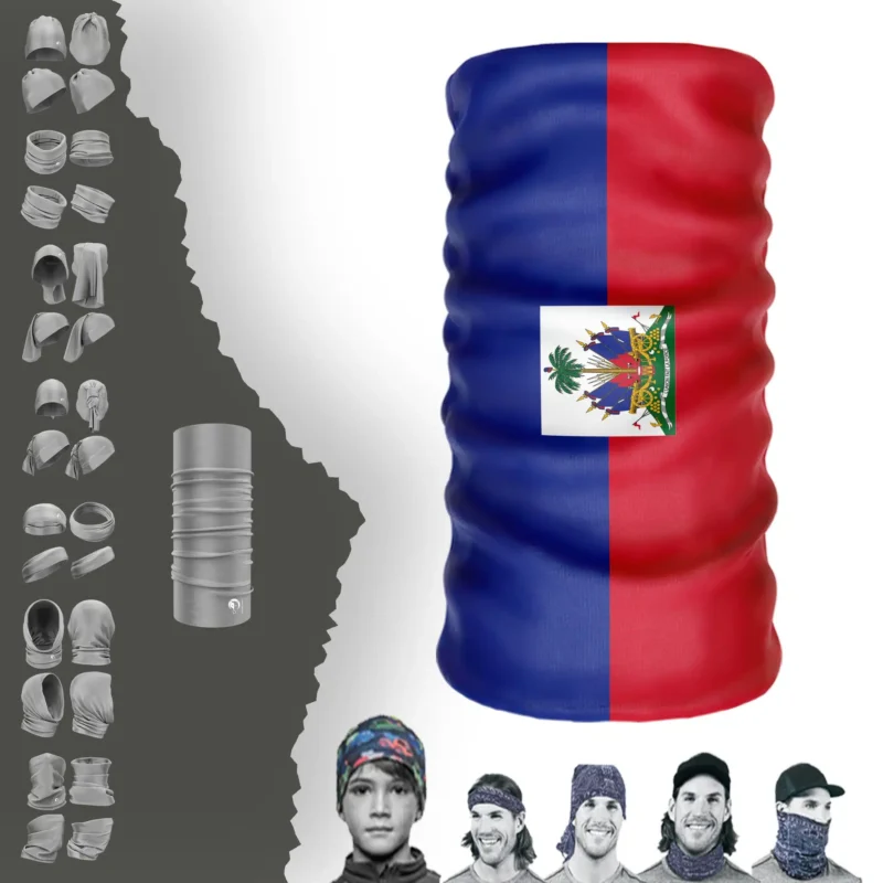 Haiti Bayrak Boyunluk Bere Bandana Maske Bone Toka Saçbandı